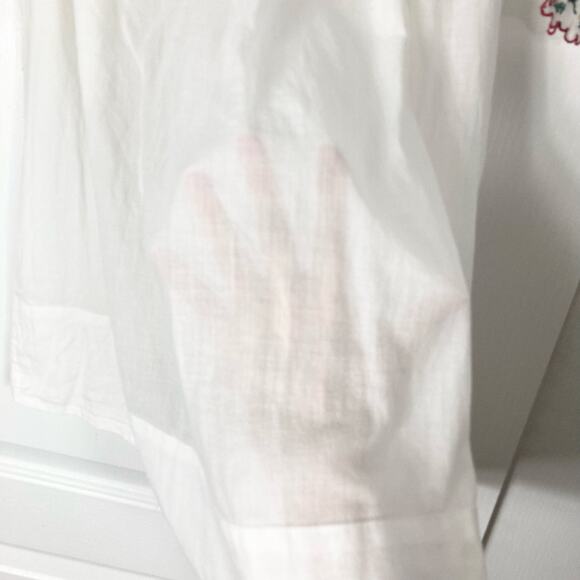 Nwot DOEN Dress XXS White Red-Strawberry Embroidery Ruffle Balloon-1/2Slv Cotton - Picture 8 of 10